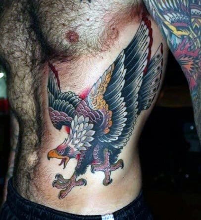 Colorful Manly Traditional Eagle Tattoo Idea