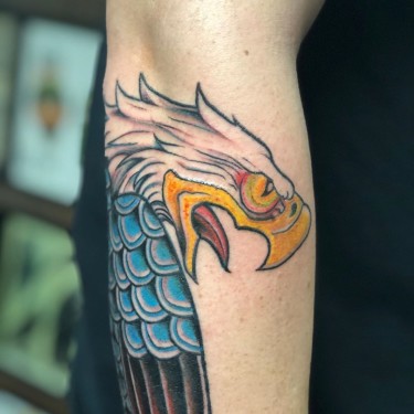 Elbow Traditional Eagle Tattoo