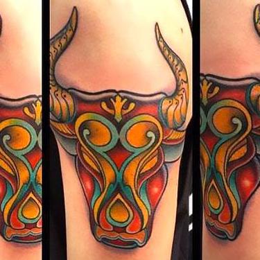 Bull Head on The Arm Tattoo