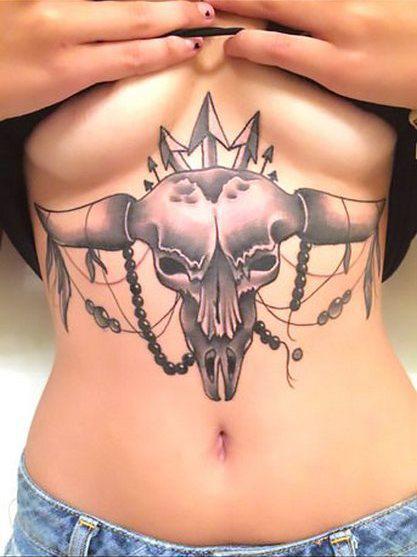 Bull Skull Girly Tattoo Idea