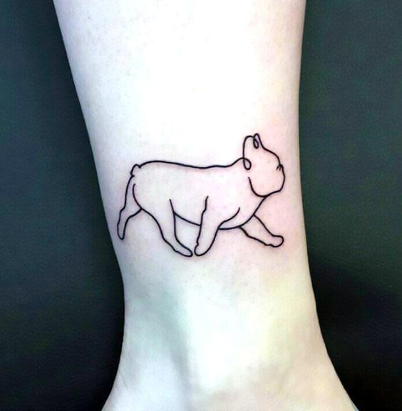Bulldog Outline Tattoo Idea