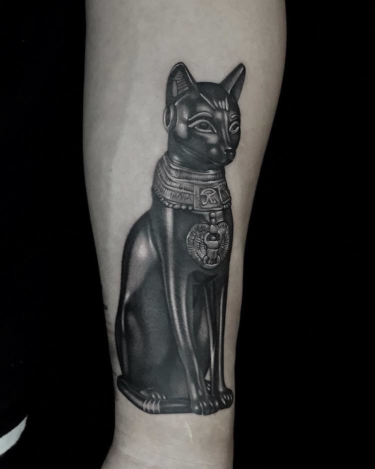 Egyptian Black Cat Tattoo Idea