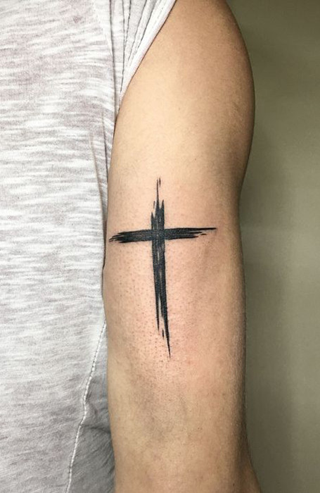Upper Arm Cross Tattoo Idea