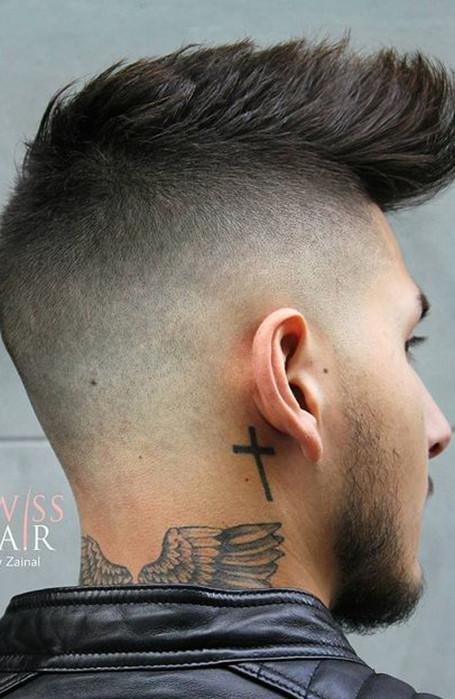 Cross Behind Ear Tattoo Idea