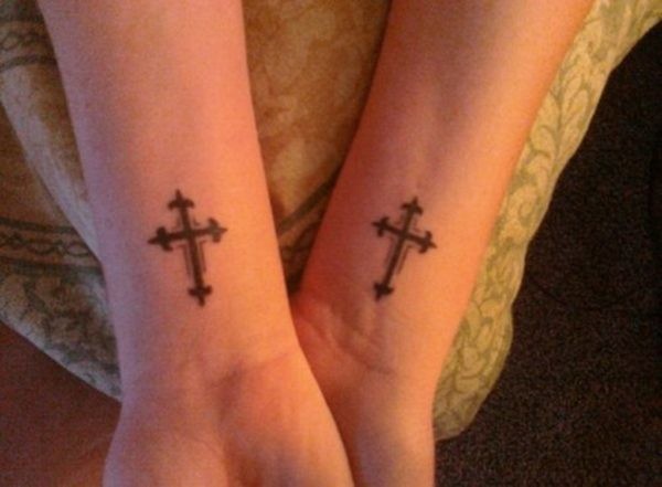 Awesome Cross On Both Wrist Tattoo Idea