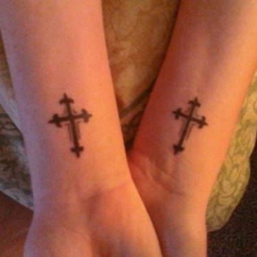 Awesome Cross On Both Wrist Tattoo