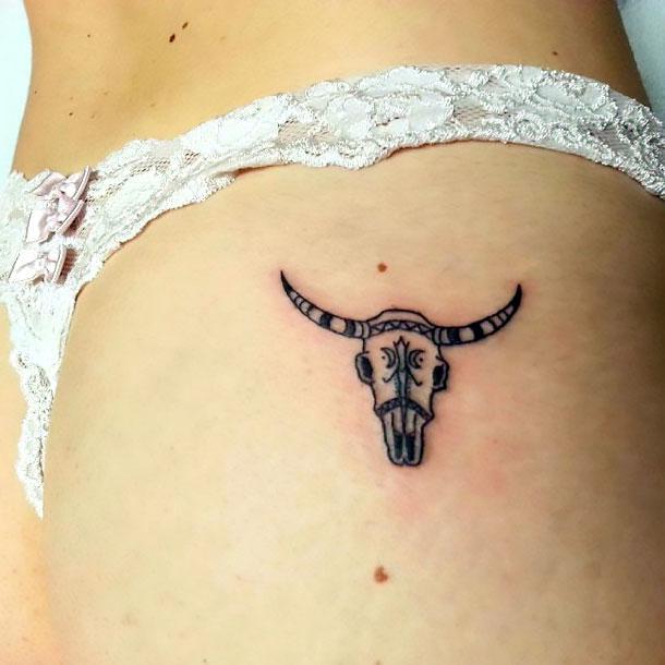 Bull Skull on Butt Tattoo Idea