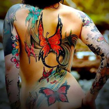 Butterflies on Back Tattoo
