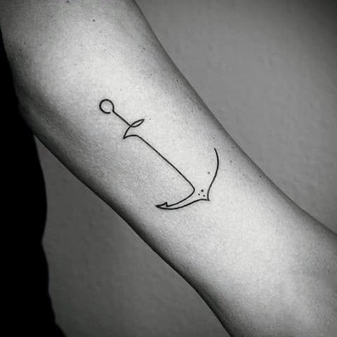 Minimal Linework Anchor Tattoo Idea