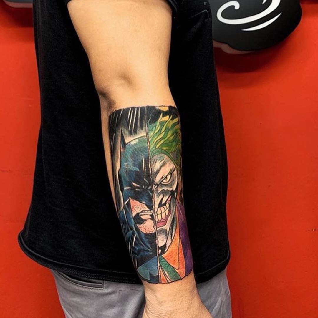 Batman And Joker Split Tattoo Idea