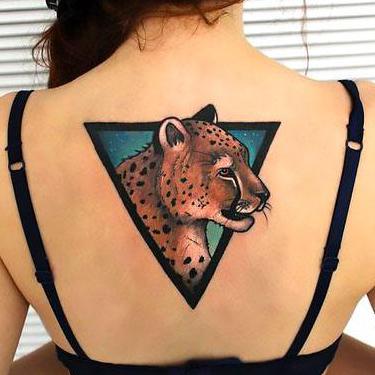 Cheetah on Back Tattoo