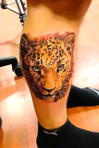 Cheetah on Leg Tattoo Idea