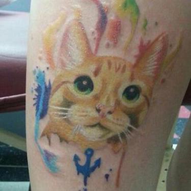 Watercolor Cat Tattoo