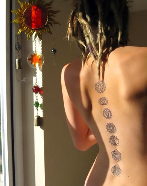 Chakras on Spine Tattoo Idea