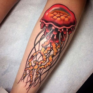 Red Jellyfish Tattoo