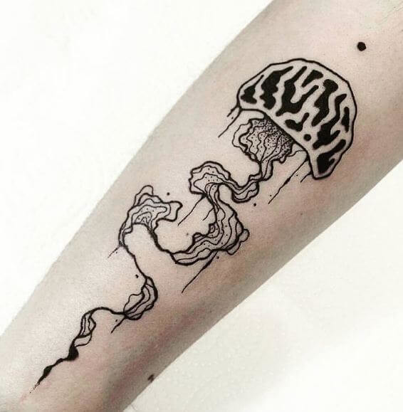 Black And Ggrey Jellyfish Tattoo Idea