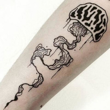 Black And Ggrey Jellyfish Tattoo
