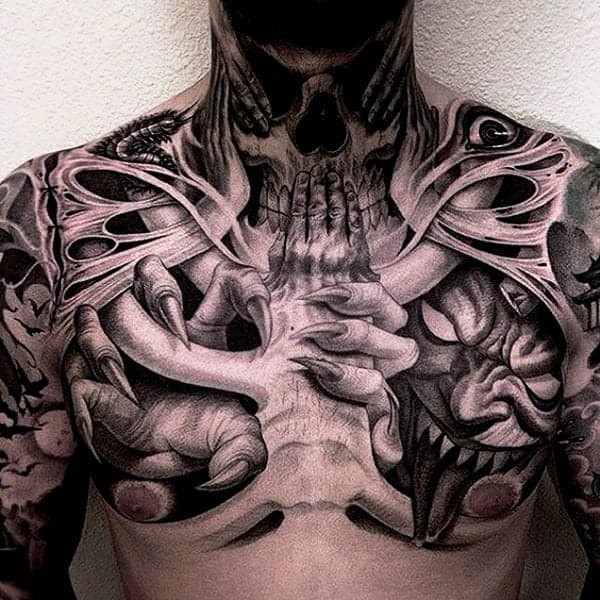 Devil In Chest Tattoo Idea