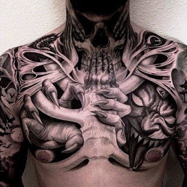 Devil In Chest Tattoo