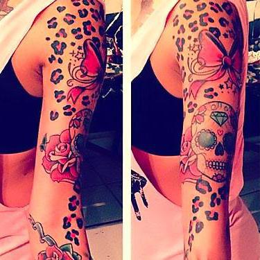 Cheetah Print Sleeve Tattoo