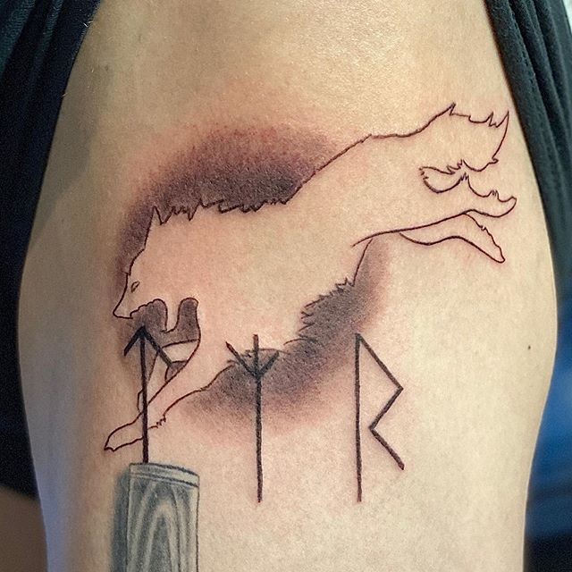 Jumping Wolf Tattoo Idea