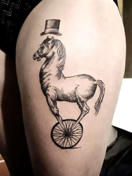 Circus Horse With Hat Tattoo Idea