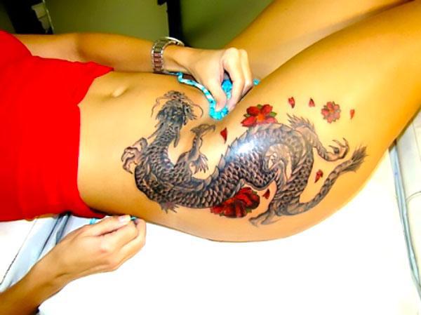 Chinese Dragon on Hip Tattoo Idea