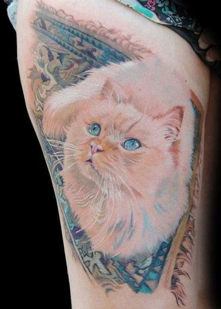 White Cat Tattoo Idea