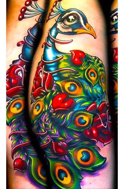 Colorful Peacock Tattoo Idea