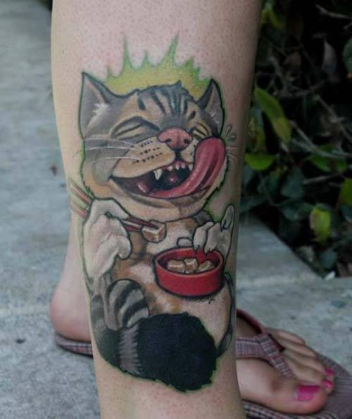 Cartoon Cat Tattoo Idea