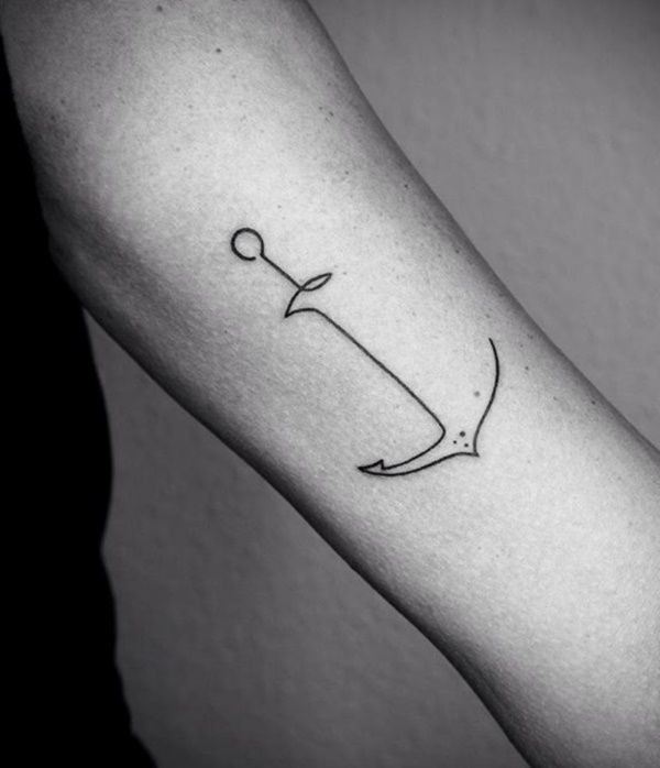 Simple Line Anchor Tattoo Idea