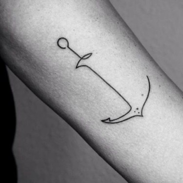 Simple Line Anchor Tattoo