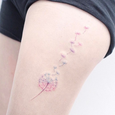 Whimsical Pastel Dandelion Tattoo