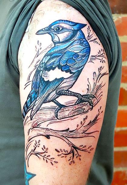 Cool Bluebird Tattoo on Shoulder Tattoo Idea