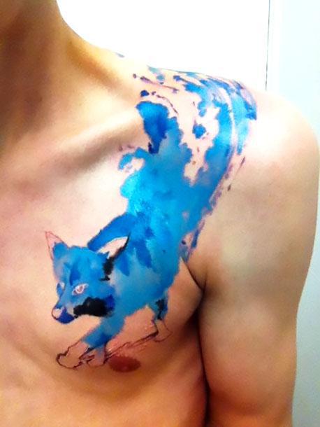 Cool Blue Dog Tattoo Idea