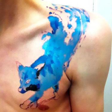 Cool Blue Dog Tattoo