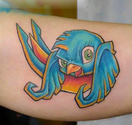 Cool Cartoon Bluebird Tattoo Idea