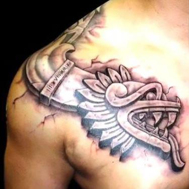 3D Aztec Snake Tattoo