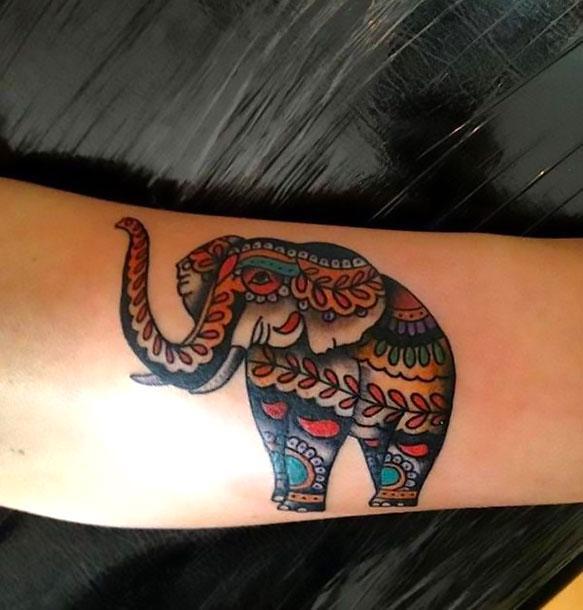 Colorful Elephant Tattoo Idea