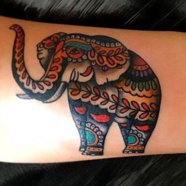 Colorful Elephant Tattoo