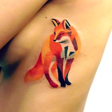 Colorful Geometric Fox Tattoo