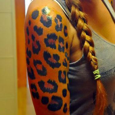 Colorful Leopard Print Sleeve Tattoo