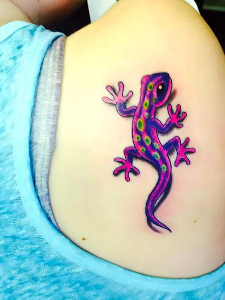 Colorful Lizard Tattoo Idea