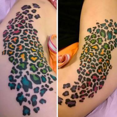 Colorful Spots Leopard Tattoo