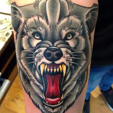 Cool Bad Wolf Face Tattoo