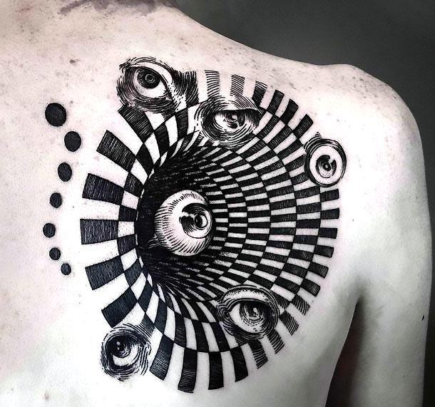 3D Eyes in Blackhole Tattoo Idea
