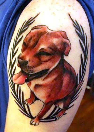 Cool Dog Memorial Tattoo Idea