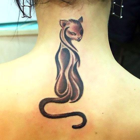 Cool Panther on Neck Tattoo Idea