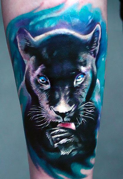 Cool Realistic Panther Tattoo Idea