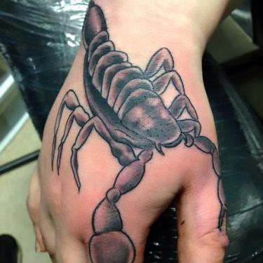 Cool Scorpion on Hand Tattoo